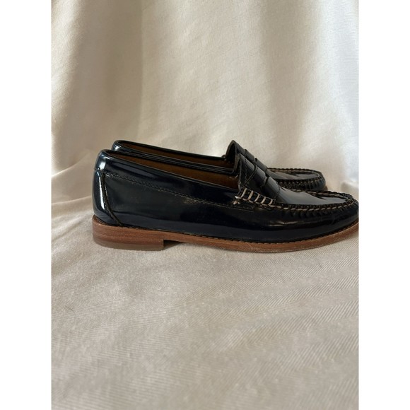 Weejuns G.H. Bass & Co.  Navy Blue Patent Leather Slip Of Flat Loafer Women’s‎ 6 - Picture 2 of 11